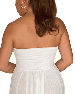 Women’s White Pleated Strapless Woven Jumpsuit
