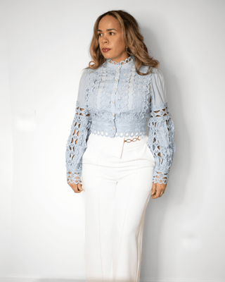 Lace Blue Top Front