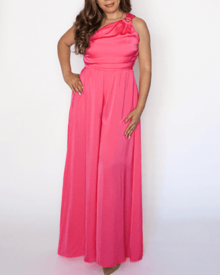Fushia Off Shoulder Women Jumpsuit