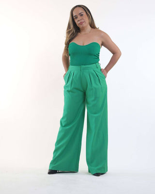 Green Wide-Leg Dress Women’s Trousers
