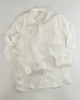 Elegant Off-White Satin button-down Women Blouse