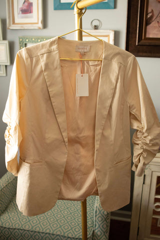 Ruched Sleeve Blazer - Bisque Beige