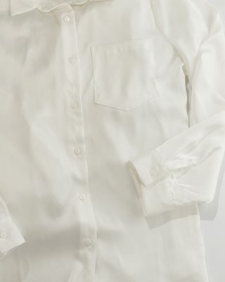 Elegant Off-White Satin button-down Women Blouse