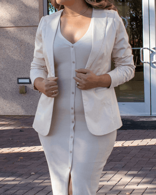 Ruched Sleeve Blazer - Bisque Beige