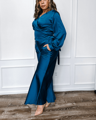 Teal Satin Pant