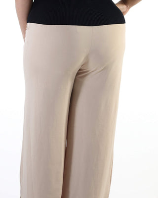 Samantha - Woven Side Slit Wide Women Pants with Pockets