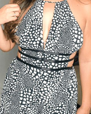 Chiffon Print Black and White Women Jumpsuit